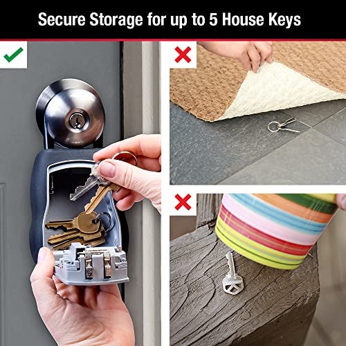 Master Lock Key Lock Box for House Keys – Outdoor Portable Combination Lockbox with Resettable 4 Digit Code, Weather Resistant Durable Metal Body, Holds 5 Keys, 5400EC2, Black, 2 Pack - Image 2