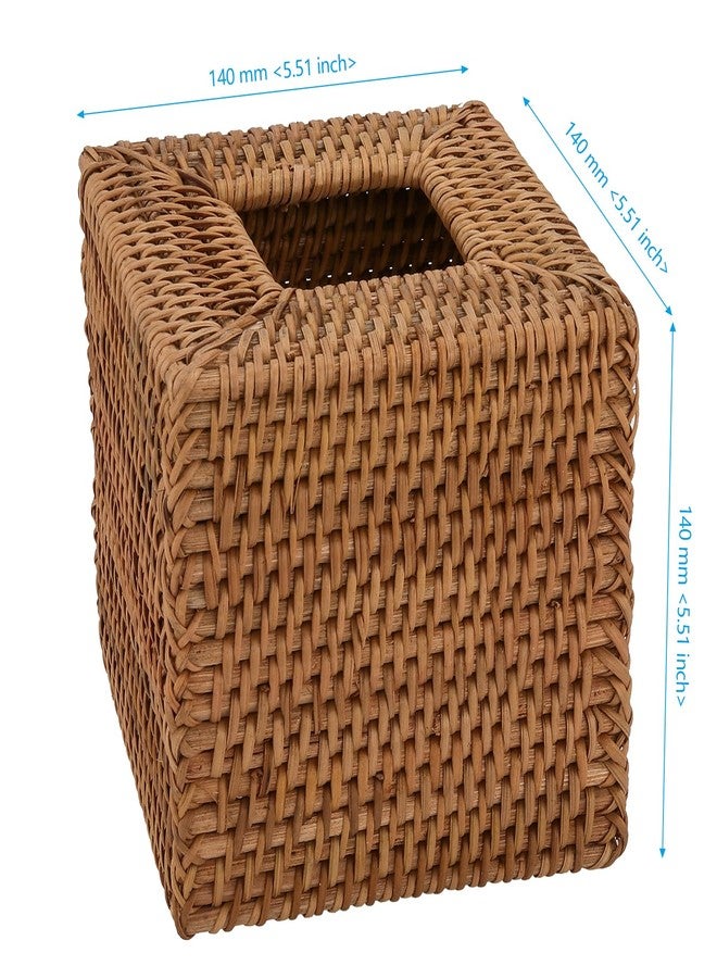 SEHOI 2 PCS Rattan Tissue Box Cover, Rattan Square Tissue Box, Wicker Tissue Box Holder Woven Paper Holder for Home, Restaurants, and Offices Use, 5.5 x 5.5 x 5.5 Inch - Image 2