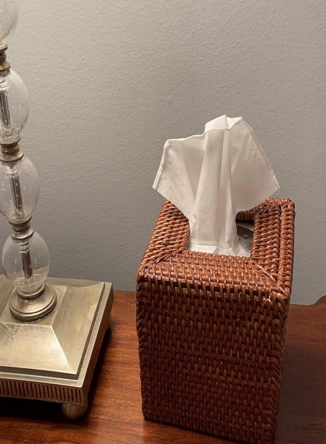 SEHOI 2 PCS Rattan Tissue Box Cover, Rattan Square Tissue Box, Wicker Tissue Box Holder Woven Paper Holder for Home, Restaurants, and Offices Use, 5.5 x 5.5 x 5.5 Inch - Image 5