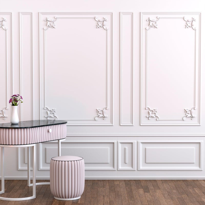 Pangda Corner Wall Molding French Style Wainscoting Panels Flora Moulding Corner Panel Wall Molding Kit for Cabinet Picture Frames Decor, Not Include Glue(4 Pcs,Fleur De Lis Style) - Image 5