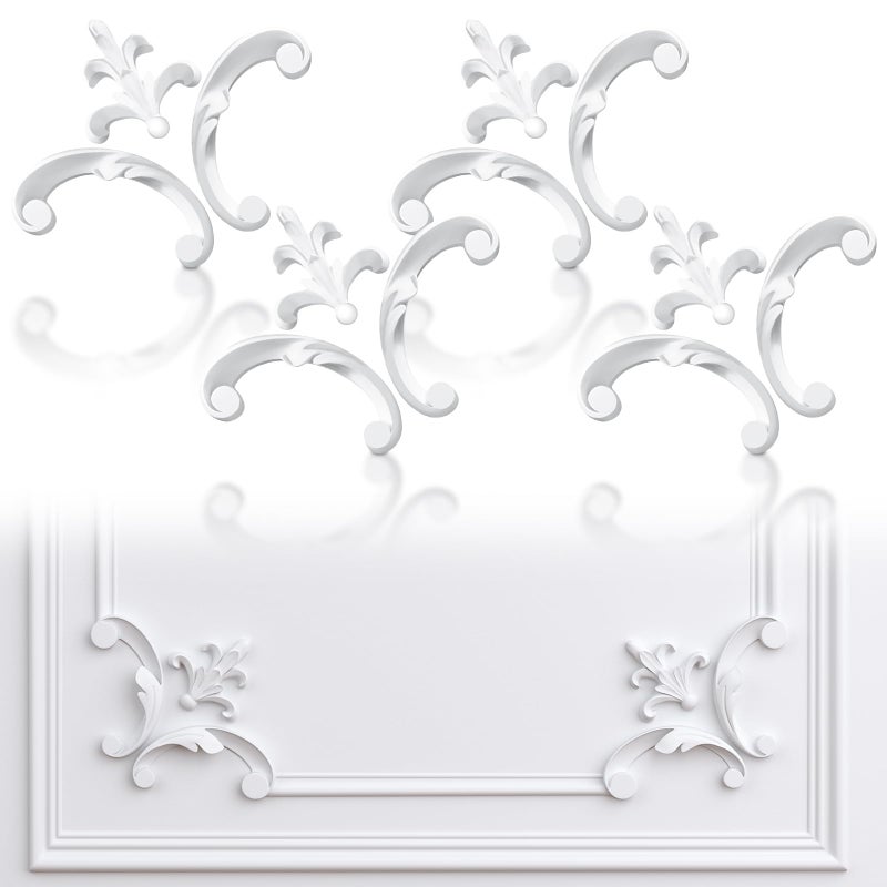 Pangda Corner Wall Molding French Style Wainscoting Panels Flora Moulding Corner Panel Wall Molding Kit for Cabinet Picture Frames Decor, Not Include Glue(4 Pcs,Fleur De Lis Style) - Image 1