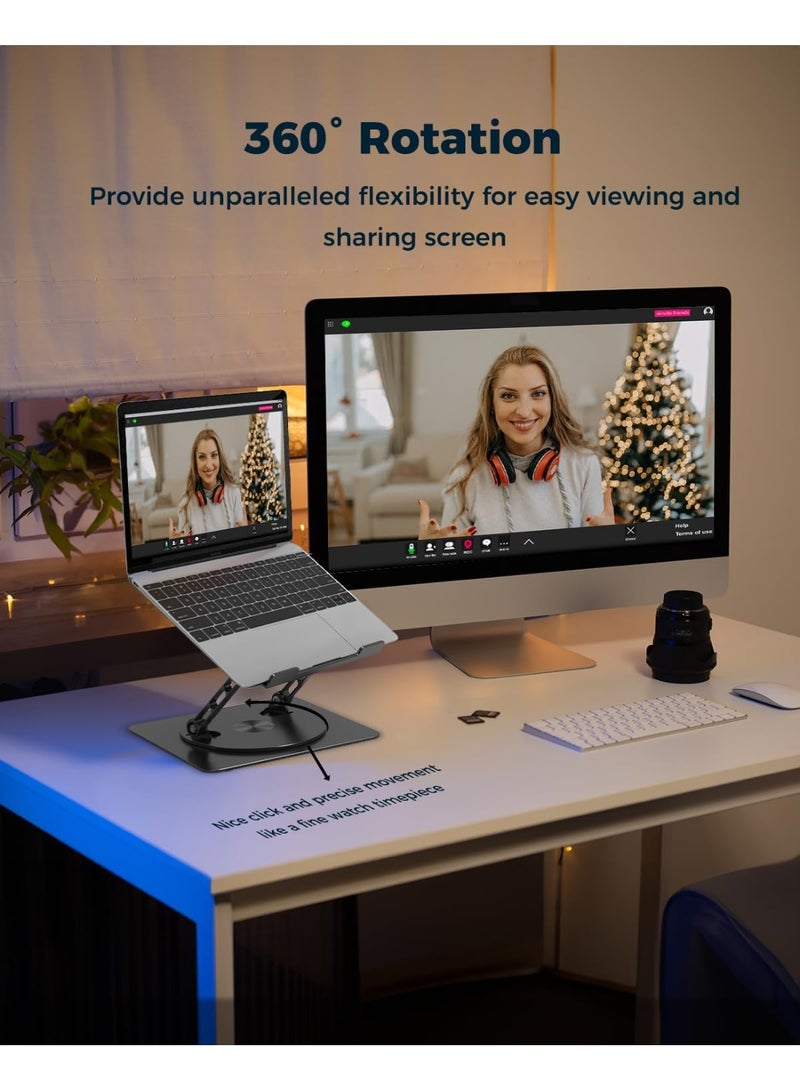 Adjustable Foldable Aluminum Laptop Stand with Rotating Base – Portable Ergonomic Holder for Notebooks up to 15.6"  - Image 4