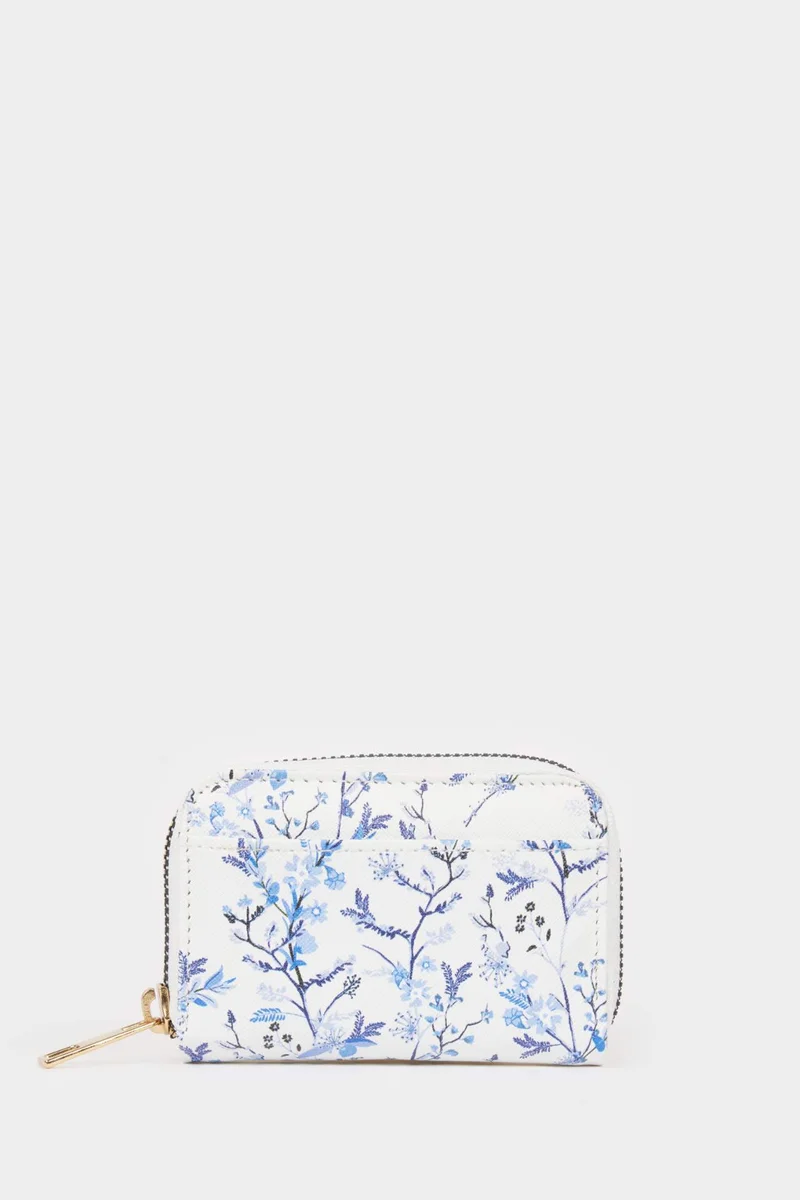 Woman Flower Faux Leather Coin Purse