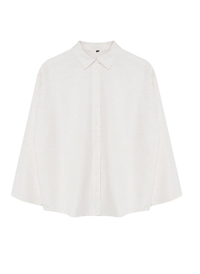 trendyol - Ecru Linen Look Woven Shirt TWOSS24GO00217 - Image 1