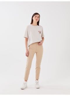 High Waisted Slim Fit Women's Denim Trousers