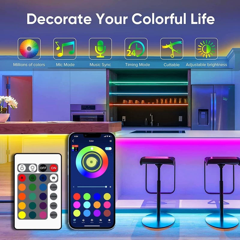 Gesto إضاءة شريط LED USB 5V من جيستو مع مزامنة الموسيقى RGB متعددة الألوان للإضاءة الخلفية للتلفاز والكمبيوتر المحمول وغرفة الألعاب والتحكم عن بُعد 2 متر للتلفزيونات 1640 - Image 2