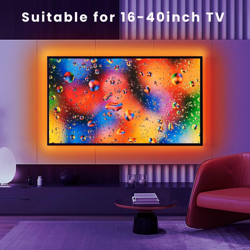 Gesto إضاءة شريط LED USB 5V من جيستو مع مزامنة الموسيقى RGB متعددة الألوان للإضاءة الخلفية للتلفاز والكمبيوتر المحمول وغرفة الألعاب والتحكم عن بُعد 2 متر للتلفزيونات 1640 - Image 3