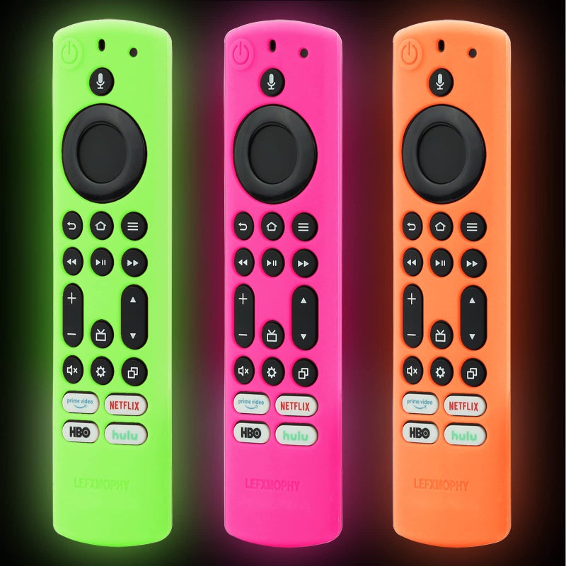 LEFXMOPHY 2023 Stick 4K Max Remote Cover for Toshiba and Insignia NSRCFNA21 CT-RC1US-21 CT95018 CTRC1US21, Silicone Protective 3-Pack Green Orange Hot Pink Case Glow in Dark - Image 1
