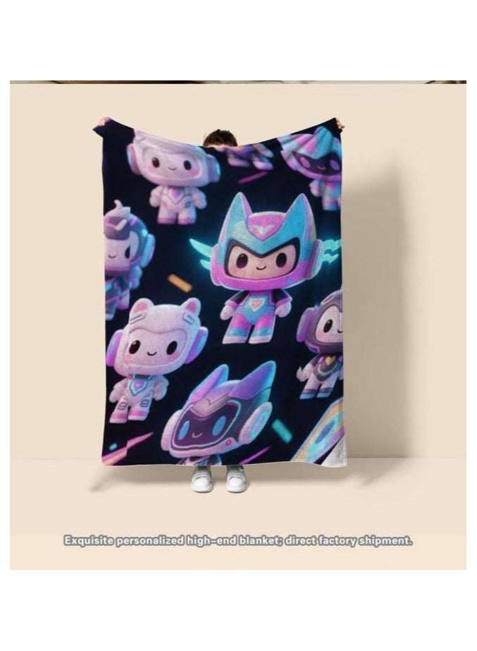 عام بطانية رقيقة من الفانيلا الكرتونية للأطفال أو الطلاب (دافئة ومريحة ومناسبة للنوم والألعاب) 100 سم * 150 سم - Image 1