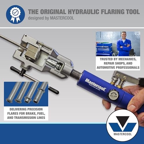 Mastercool 72475-PRC Universal Hydraulic Flaring Tool Set – Patented Design – 45° Double & Single Flares, Push Connect, GM Fuel Line, Brake Line – Includes Hydraulic Ram & Mini Tube Cutter - Image 2