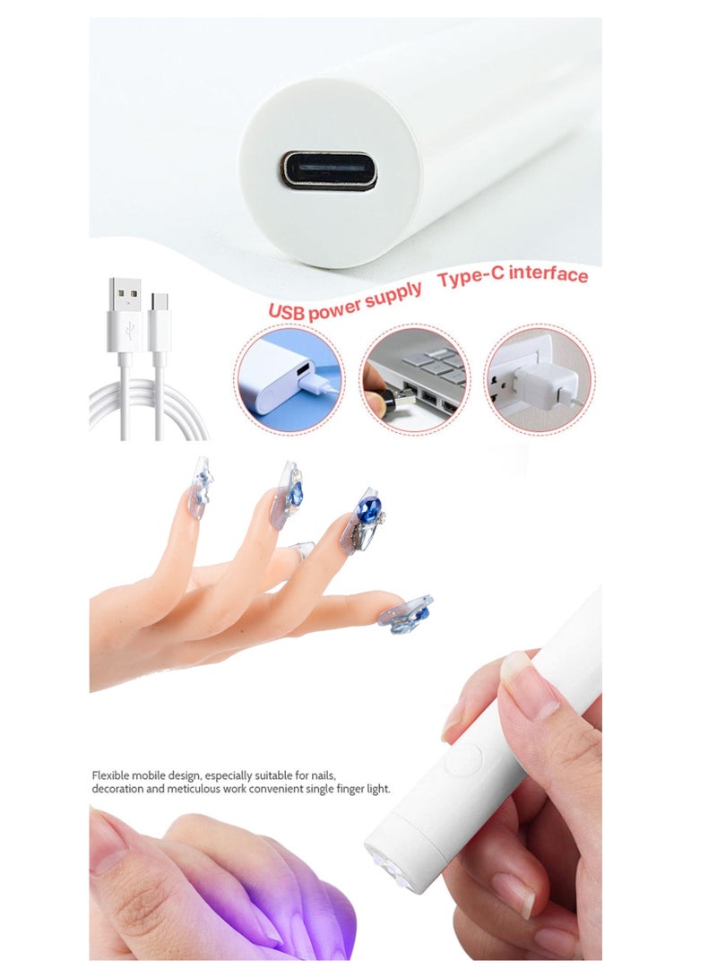 Makeup Gift, Handmade Fake Nails Set, Luxury Golden Color Hard Shell Cosmetic Bag, Handheld UV LED Nail Lamp with USB Charging Cable - Image 2