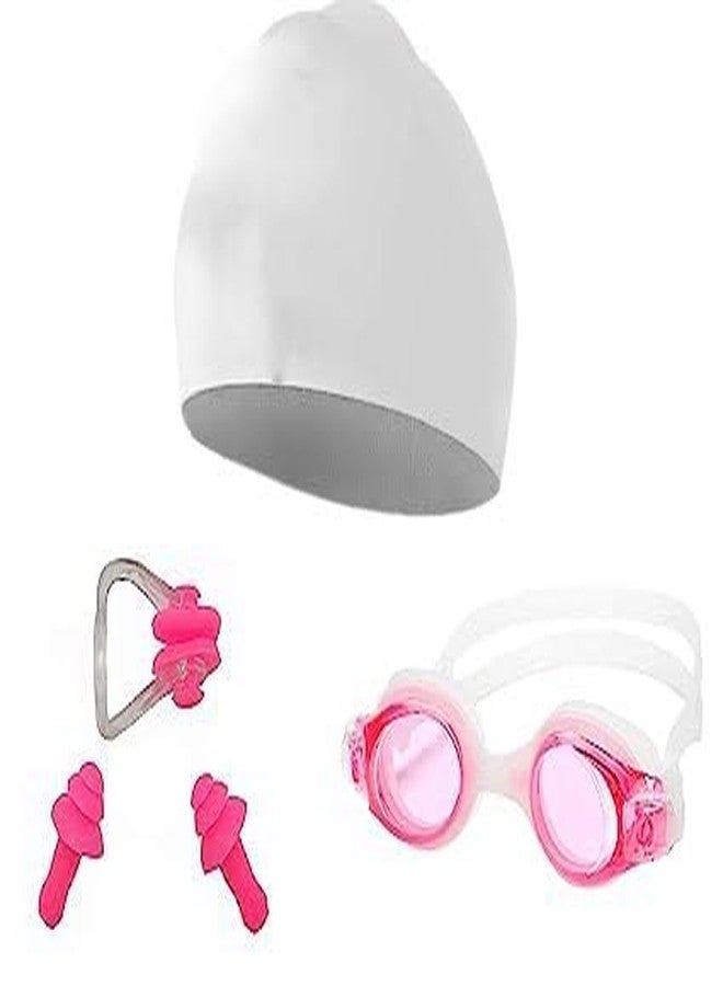 Zonkar Swimming Goggles Set with UV and Anti Fog Protection | Swimming Kit of Goggles,Cap, & Earplug Set - Ideal for All Age Group (White) - Image 2