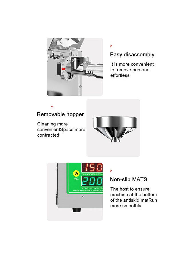 Generic - 820W Electric Oil Press Machine Cold Hot Pressing Modes Stainless Steel Seed Oil Maker 40-240℃ Intelligent Temperature Control Automatic Organic Oil Extractor for Commercial Home Kitchen - Image 1