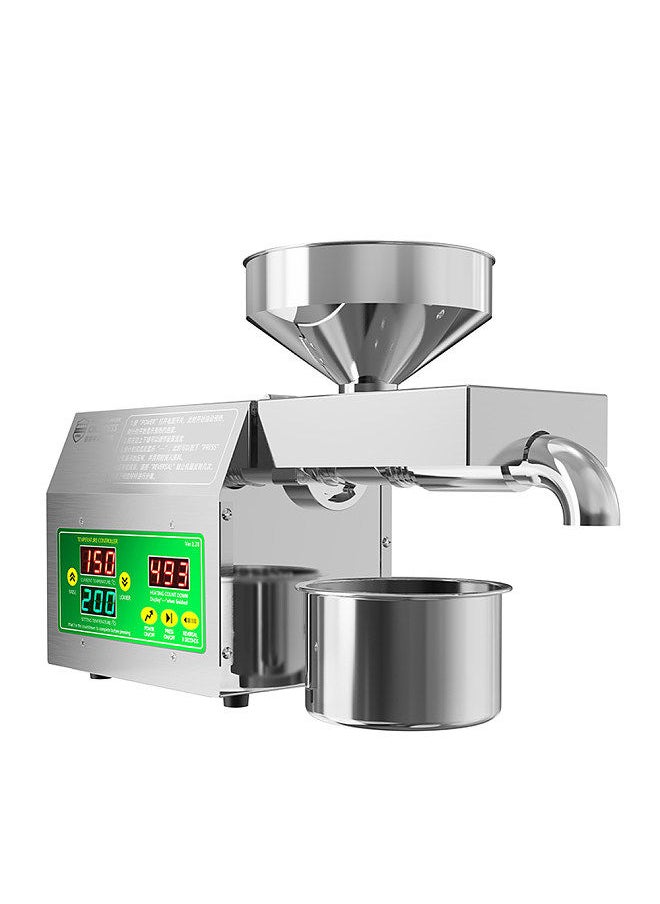 Generic - 820W Electric Oil Press Machine Cold Hot Pressing Modes Stainless Steel Seed Oil Maker 40-240℃ Intelligent Temperature Control Automatic Organic Oil Extractor for Commercial Home Kitchen - Image 1