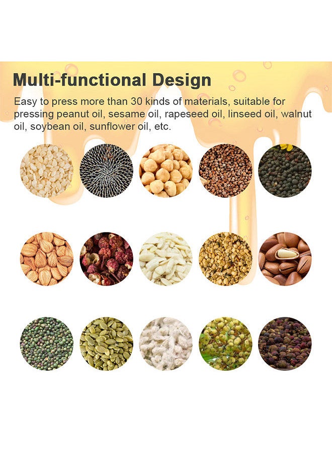 Generic - 820W Electric Oil Press Machine Cold Hot Pressing Modes Stainless Steel Seed Oil Maker 40-240℃ Intelligent Temperature Control Automatic Organic Oil Extractor for Commercial Home Kitchen - Image 1