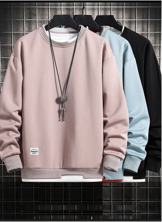 NIBEMINENT - Sweater 2021 Autumn And Winter Men's Plus Velvet Thick Long-Sleeved T-Shirt Youth Round Neck Tops - Image 1
