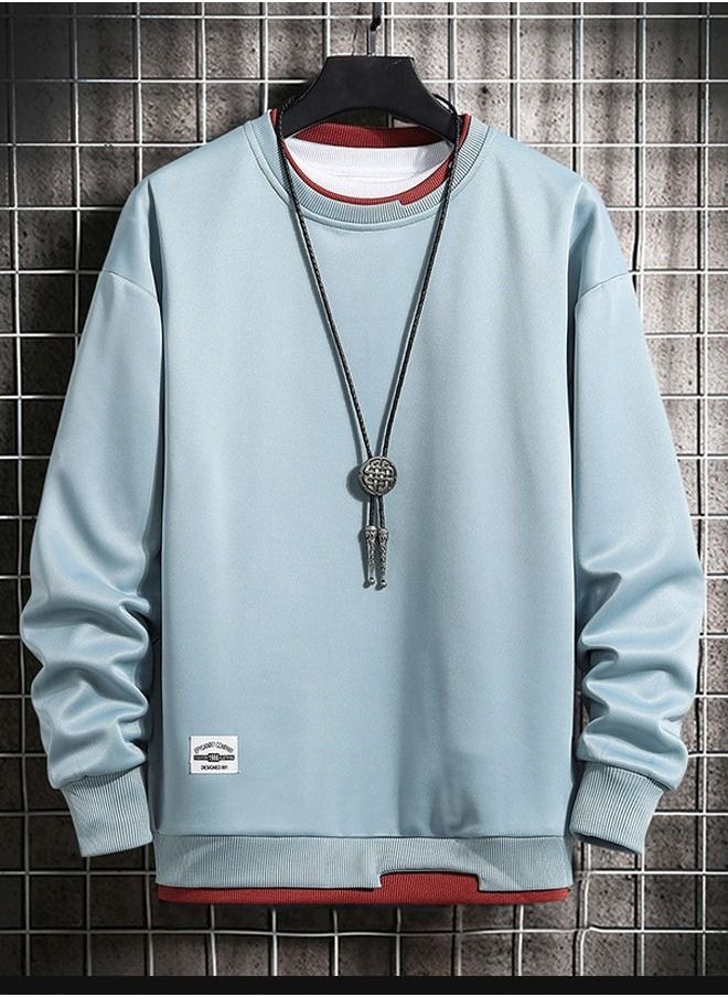 NIBEMINENT - Sweater 2021 Autumn And Winter Men's Plus Velvet Thick Long-Sleeved T-Shirt Youth Round Neck Tops - Image 1