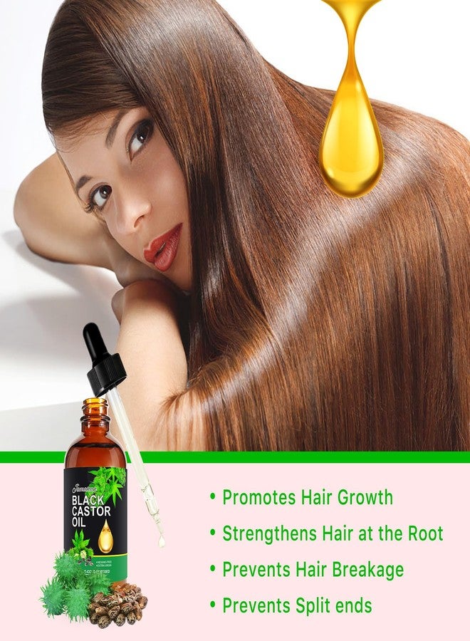 Jamaican Black Castor Oil 4Fl Oz, Organic Cold Pressed Unrefined Castor Oils for Hair Growth & Skin Care, Nourish Eyelashes and Eyebrows - Glass Bottle - Image 3