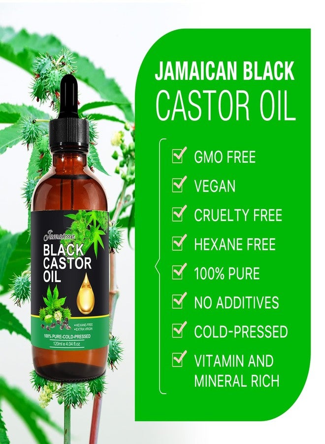 Jamaican Black Castor Oil 4Fl Oz, Organic Cold Pressed Unrefined Castor Oils for Hair Growth & Skin Care, Nourish Eyelashes and Eyebrows - Glass Bottle - Image 2