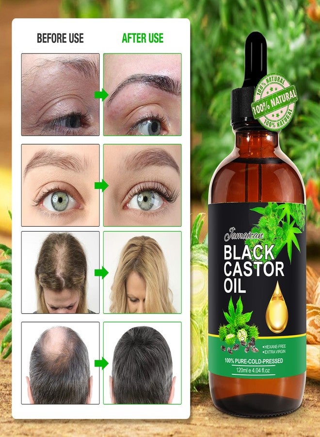 Jamaican Black Castor Oil 4Fl Oz, Organic Cold Pressed Unrefined Castor Oils for Hair Growth & Skin Care, Nourish Eyelashes and Eyebrows - Glass Bottle - Image 4