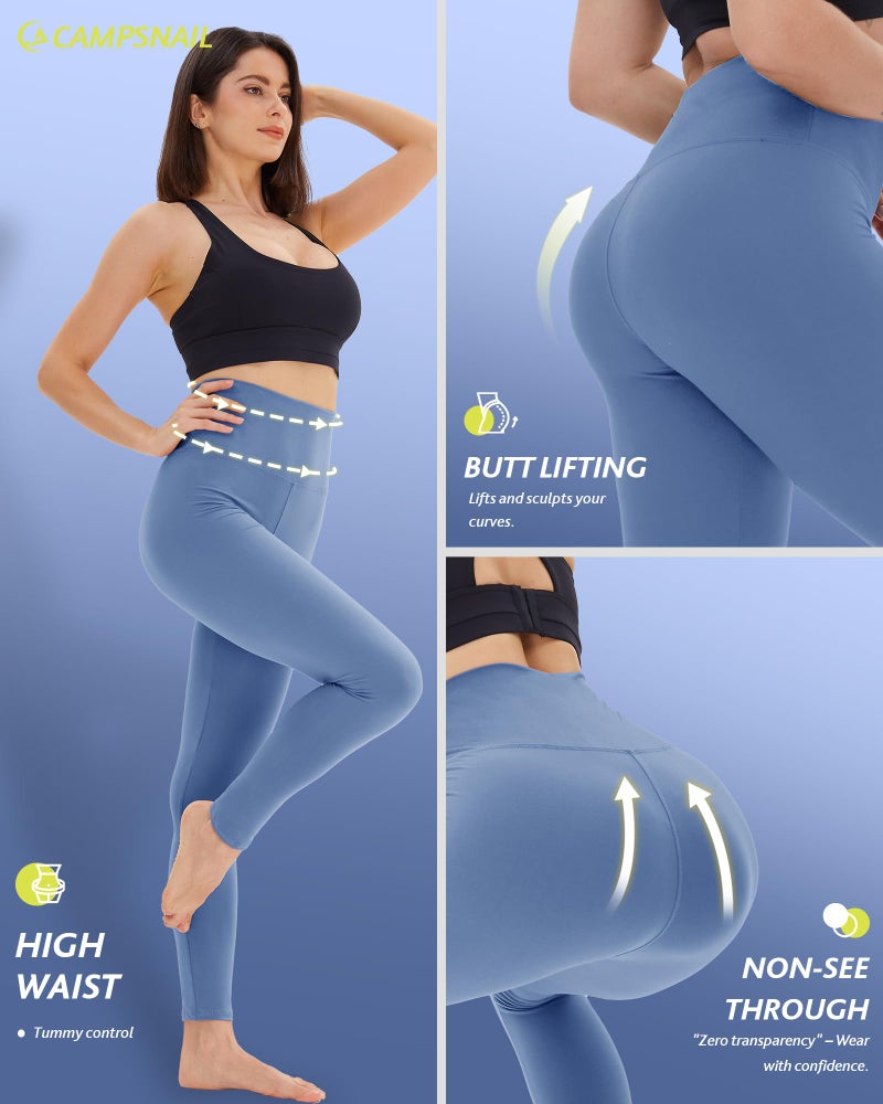 CAMPSNAIL Women High Waisted Leggings - Soft Tummy Control Slimming Yoga Pants for Workout Athletic Running Reg & Plus Size - Image 3