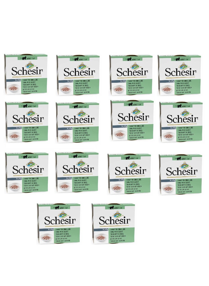 Schesir طعام رطب للقطط 14 قطعة - تونة مع الطحالب 85 جرام - Image 1