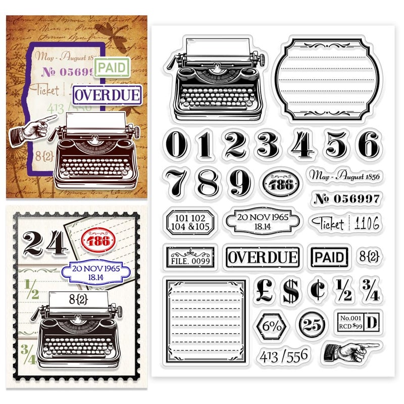 CHGCRAFT Vintage Typewriter Numbers Tags Clear Stamp Custom Silicone Clear Stamps for DIY Scrapbooking Photo Album Decorative Cards Making Number 63X 433x 012inch - Image 3