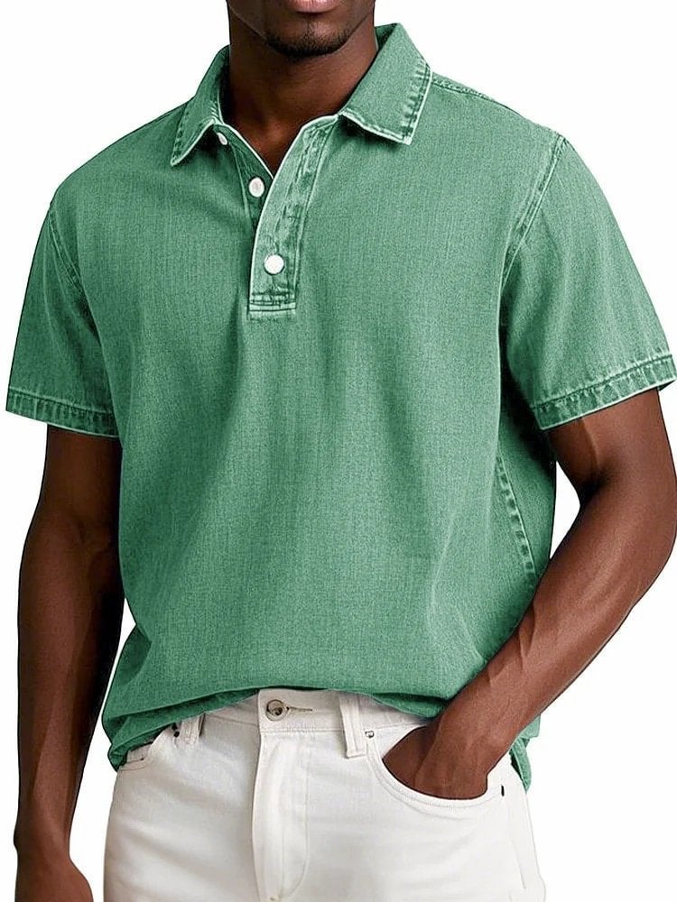Men's Retro Solid Color Short-Sleeve Polo Shirt - 2026 Collection
