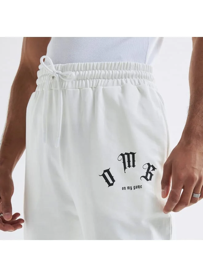 Splash FAV Typography Print Flexi Waist Joggers with Drawstring Closure and Pockets