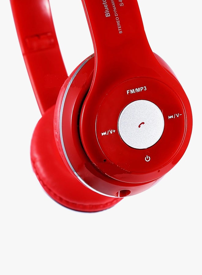 Folding Sports Stereo Bluetooth Wireless On-Ear Headphone Red - Image 4