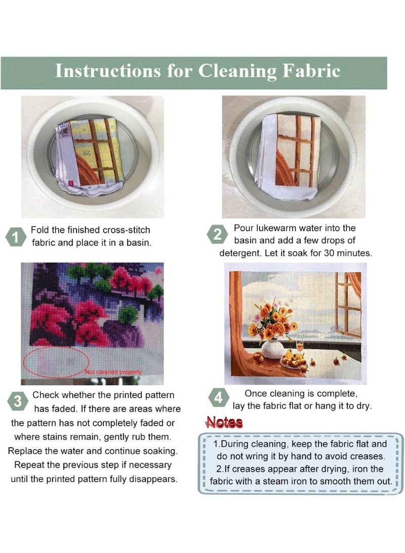 4-Piece Floral Cross Stitch Kit for Beginners - Complete Set with Pre-Printed 11CT 24x24cm Fabric, Hoop, Threads & Tools (Sunflower, Peony, Tulip Designs) - Image 4