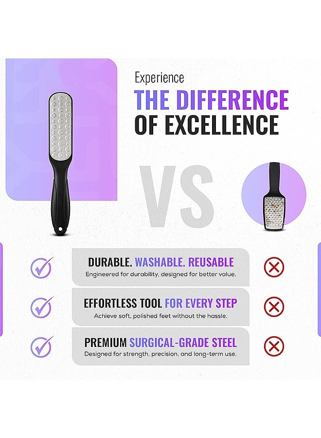 Photon ملف القدم منظف القدم وملف القدم على الوجهين وملف القدم من الفولاذ المقاوم للصدأ لأداة العناية بالأداة ومزيل الكالوس للأقدام وما إلى ذلك (أسود) - Image 5