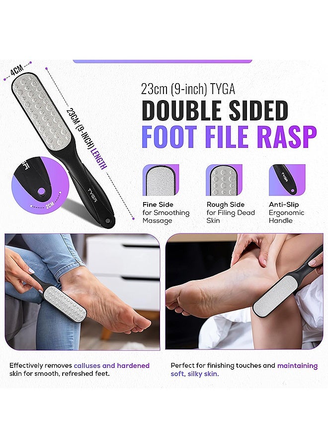 Photon ملف القدم منظف القدم وملف القدم على الوجهين وملف القدم من الفولاذ المقاوم للصدأ لأداة العناية بالأداة ومزيل الكالوس للأقدام وما إلى ذلك (أسود) - Image 2