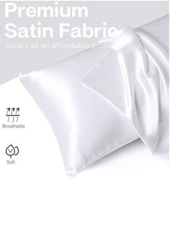 ZCM-HAPPY Pack of 2 Skin-Friendly Silk Satin Pillowcases with Envelope Design, Smooth Pillowcase Hair-Friendly Pillowcase Luxurious Satin Pillow Covers For Better Sleep Anti-wrinkle Pillowcases for Sensitive Skin  - Image 2