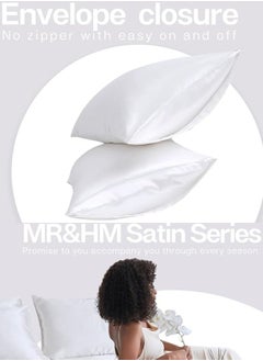 ZCM-HAPPY Pack of 2 Skin-Friendly Silk Satin Pillowcases with Envelope Design, Smooth Pillowcase Hair-Friendly Pillowcase Luxurious Satin Pillow Covers For Better Sleep Anti-wrinkle Pillowcases for Sensitive Skin  - Image 3
