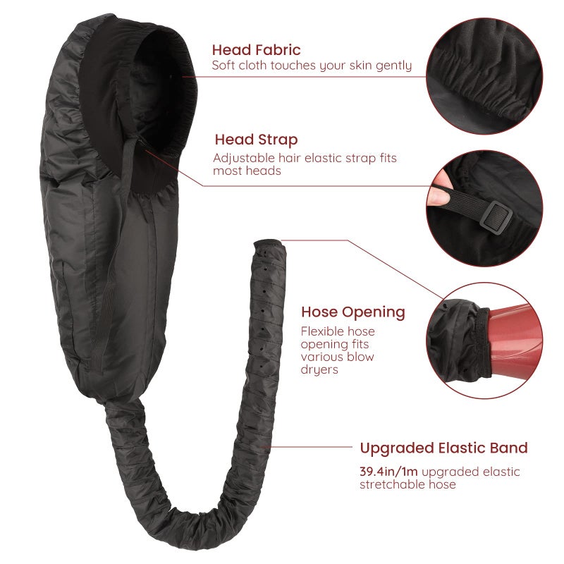 Segbeauty Bonnet Hooded Hair Dryer Attachment, Segbeauty Extra Large Adjustable Deep Conditioning Cap, Upgraded Drying Heat Cap with Elastic Strap for Natural Curly Textured Hair Care, Fast Drying, Styling - Image 3