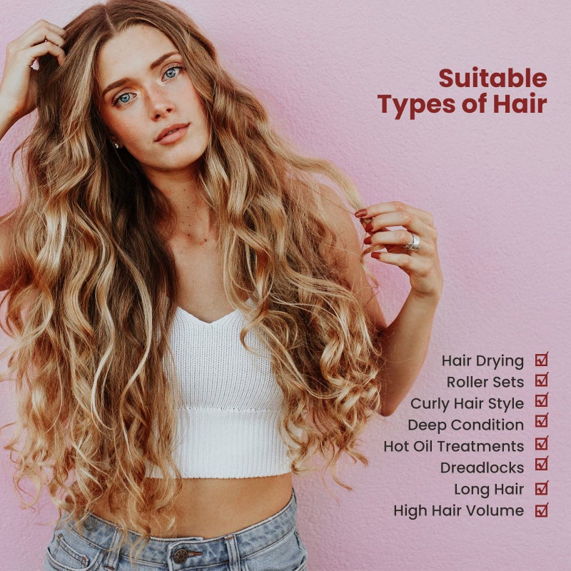 Segbeauty Bonnet Hooded Hair Dryer Attachment, Segbeauty Extra Large Adjustable Deep Conditioning Cap, Upgraded Drying Heat Cap with Elastic Strap for Natural Curly Textured Hair Care, Fast Drying, Styling - Image 5