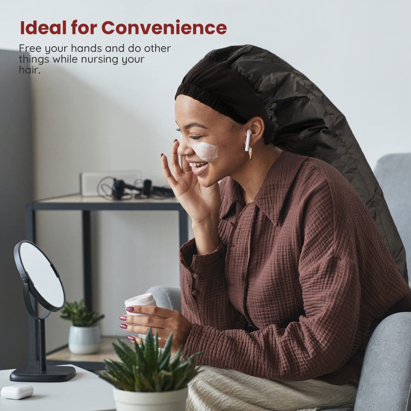 Segbeauty Bonnet Hooded Hair Dryer Attachment, Segbeauty Extra Large Adjustable Deep Conditioning Cap, Upgraded Drying Heat Cap with Elastic Strap for Natural Curly Textured Hair Care, Fast Drying, Styling - Image 4