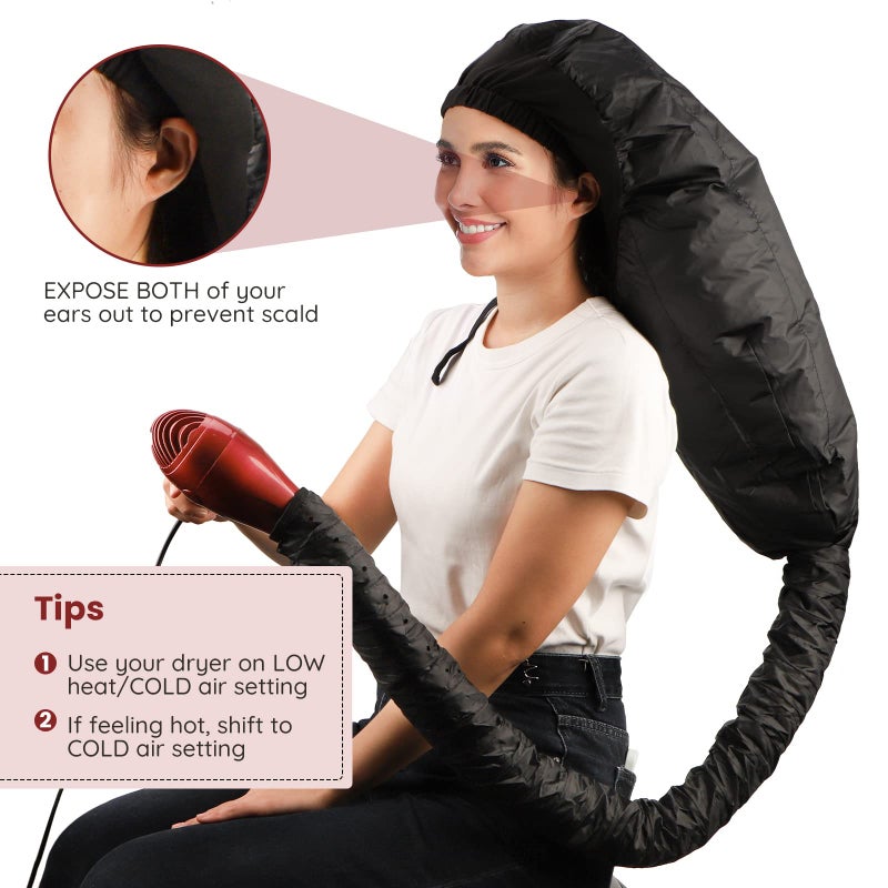 Segbeauty Bonnet Hooded Hair Dryer Attachment, Segbeauty Extra Large Adjustable Deep Conditioning Cap, Upgraded Drying Heat Cap with Elastic Strap for Natural Curly Textured Hair Care, Fast Drying, Styling - Image 2