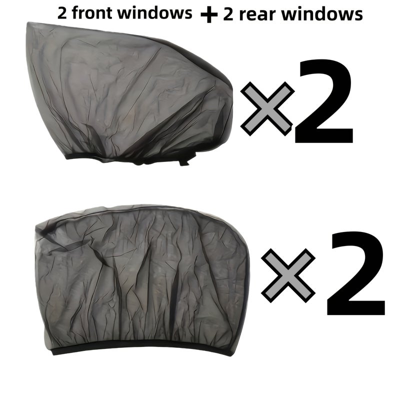 Set Of 4 Car Window Sunshades For 2 Rear And 2 Front Windows Anti UV Rays Privacy Protection Easy Installation Breathable Mesh For Cars And SUVs - Image 3