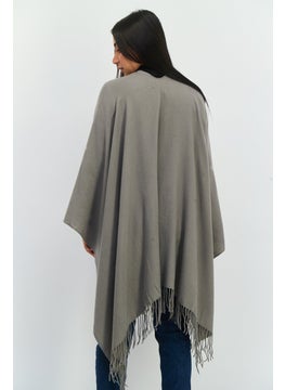 French Connection Women Solid Poncho, Grey  - Image 3