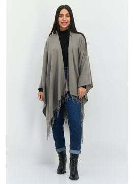 French Connection Women Solid Poncho, Grey  - Image 4