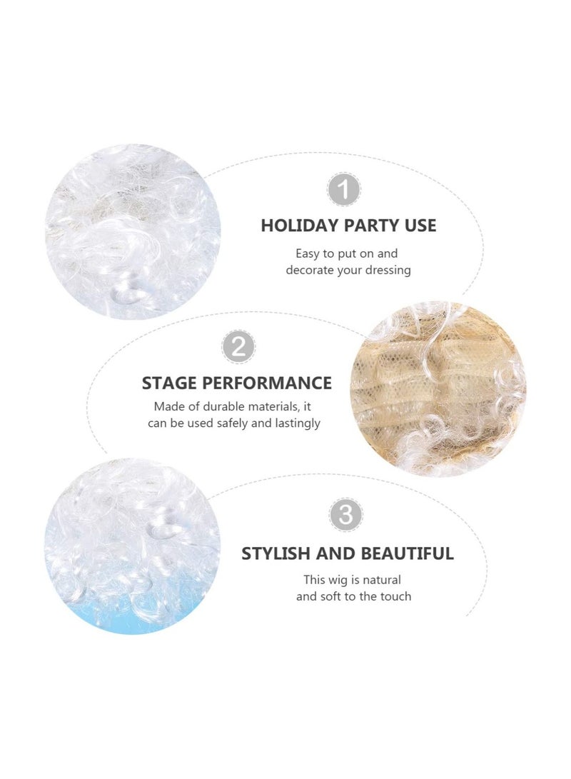 إستيل شعر مستعار أبيض أفرو مجعد مهرج هالوين السيرك كرنفال زي حفلة تأثيري شعر مستعار للحفلات للبالغين والأطفال - Image 3