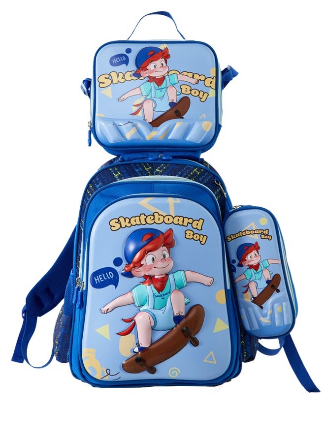 Riolio 3 Pcs Cosmic Hippie Alien Backpack Sets Middle Primary School Student with Lunch Bag Pencil Case for Teens Boys  - Image 1