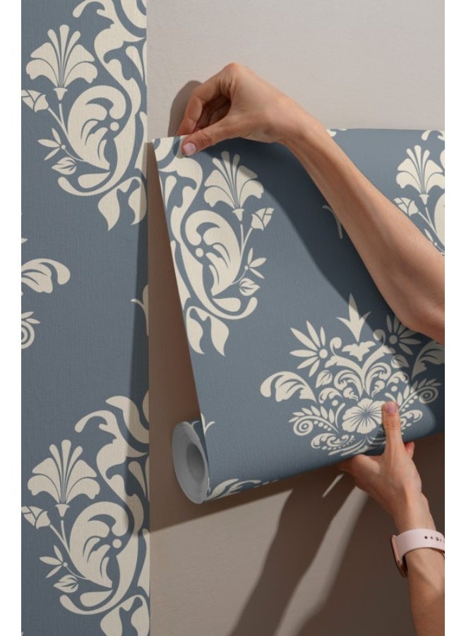 هوم جاليري ورق جدران من القماش التقليدي بميدالية الأقصر الأزرق يغطي مساحة تصل إلى 4.2 متر × 3 متر مع لاصق وأداة تنعيم - Image 4