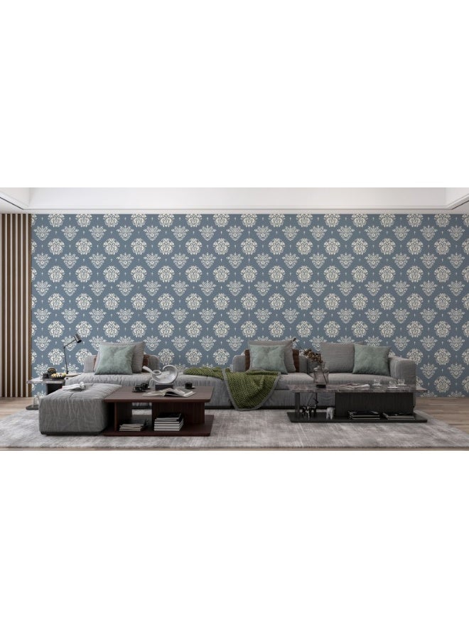 هوم جاليري ورق جدران من القماش التقليدي بميدالية الأقصر الأزرق يغطي مساحة تصل إلى 4.2 متر × 3 متر مع لاصق وأداة تنعيم - Image 3