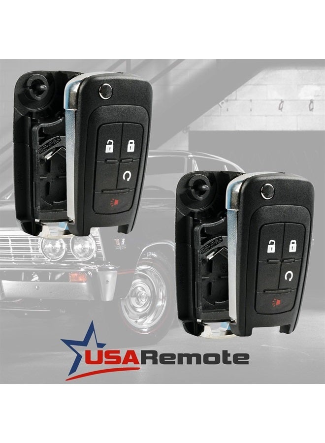 USARemote Key Fob Keyless Entry Remote Flip Shell Case & Pad fits Chevy 2010-2017 Equinox / 2012-2017 Sonic / 2015-2017 Trax / GMC 2010-2017 Terrain, Set of 2 - Image 1
