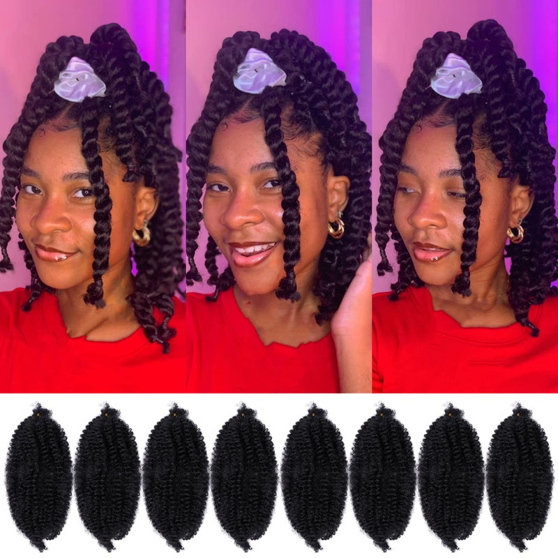 Springy Afro Twist Hair 8 Packs Marley Twist Braiding Hair Pre Separated Spring Twist Hair for Faux Locs Crochet Hair Kinky Twist for Braiding Synthetic Hair Extensions 1b 10inchPack of 8