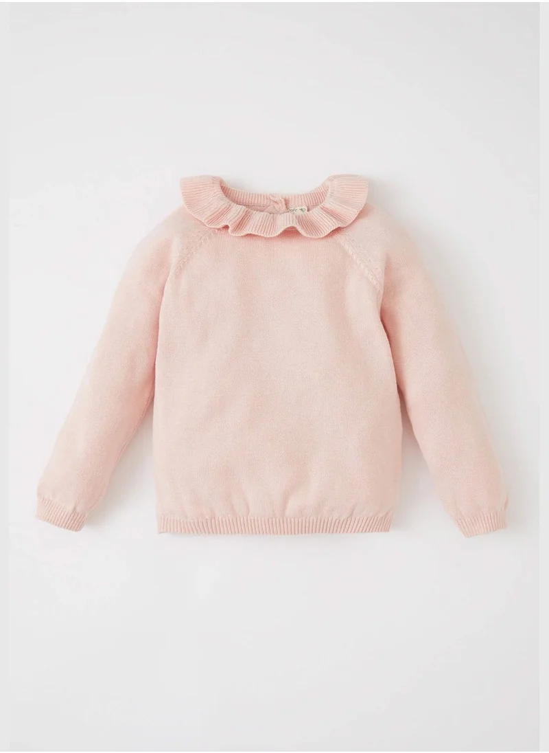 DeFacto BabyGirl Regular Fit Frill Neck Long Sleeve Tricot Pullover