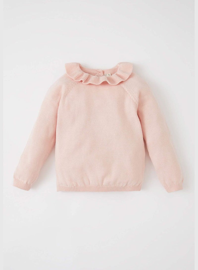 DeFacto BabyGirl Regular Fit Frill Neck Long Sleeve Tricot Pullover - Image 1